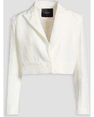 Maje Cropped Woven Blazer - White