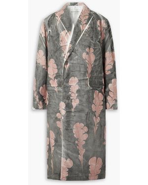 Dries Van Noten Floral-Print Cotton Coat - Gray