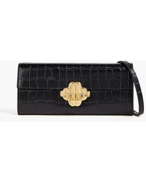 Maje Croc-effect Leather Envelope Clutch - Black
