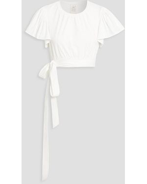 Cinq À Sept Christie cropped oberteil aus stretch-baumwolle mit raffung - Weiß