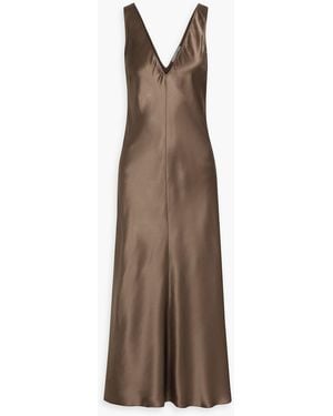 FRAME Silk-satin Midi Dress - Brown