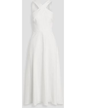 Mikael Aghal Cotton And Linen-Blend Midi Dress - White