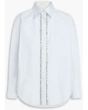 Zimmermann Crystal-Embellished Cotton-Poplin Shirt - White