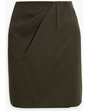 Theory Draped Wool-Blend Twill Mini Skirt - Green