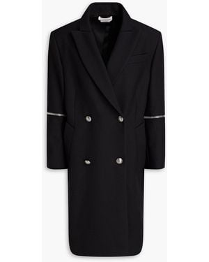 McQueen Double-Breasted Zip-Detailed Wool-Twill Coat - Black