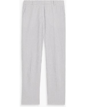 Weekend by Maxmara Starlet Striped Cotton-Blend Seersucker Slim-Leg Pants - White
