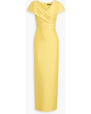 Badgley Mischka Pleated Mikado Gown - Yellow