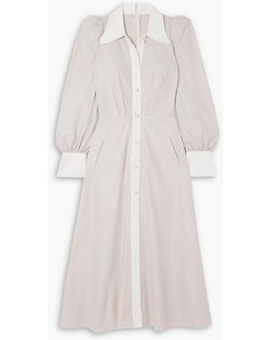 Anna Mason Candice Striped Cotton Oxford Midi Shirt Dress - White