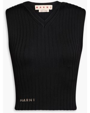 Marni Ribbed-knit Top - Black