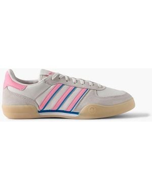 adidas Squash Indoor Suede And Leather-Trimmed Mesh Sneakers - Gray