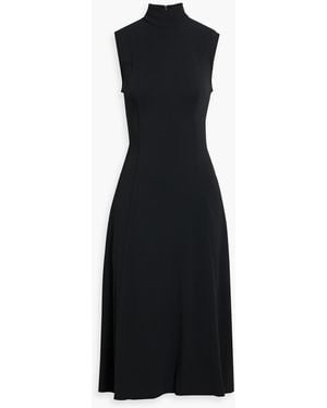 Another Tomorrow Crepe Midi Dress - Black