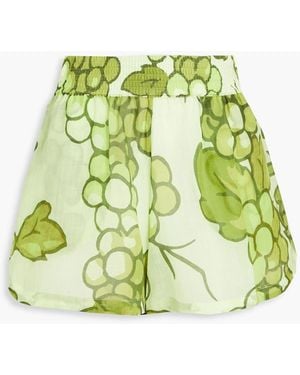 Etro Floral-print Ramie Shorts - Green