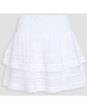 Melissa Odabash Barbara Tiered Cotton-Gauze Mini Skirt - White