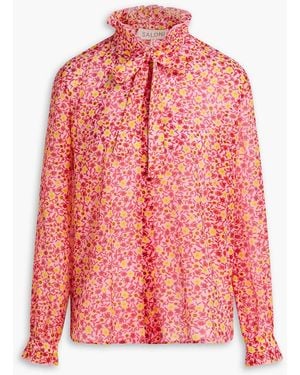 Saloni Floral-Print Cotton-Blend Voile Blouse - Pink