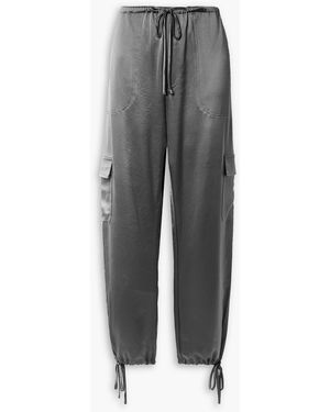 Leset Barb Satin Tapered Trousers - Grey