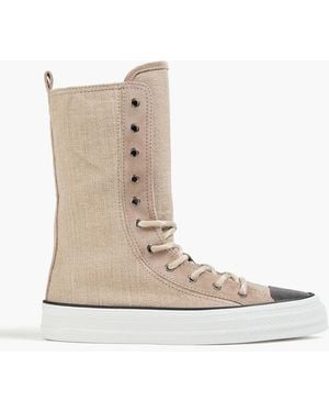 Brunello Cucinelli Bead-embellished Canvas High-top Sneakers - White