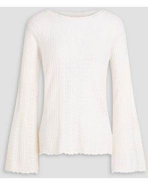 Loulou de Saison Greta Pointelle-knit Wool-blend Jumper - White