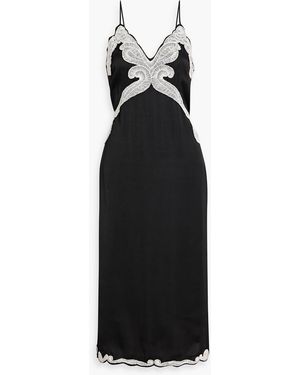 Rag & Bone Ann Embroidered Satin Midi Dress - Black