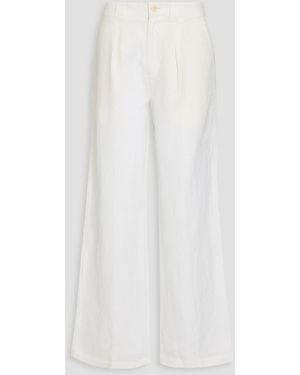 Alex Mill Madeline Pleated Linen, Lyocell And Cotton-blend Twill Wide-leg Trousers - White