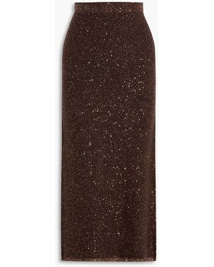Altuzarra Sequin-Embellished Knitted Midi Skirt - Brown