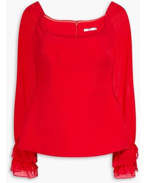 Safiyaa Dia Chiffon-Paneled Crepe Top - Red