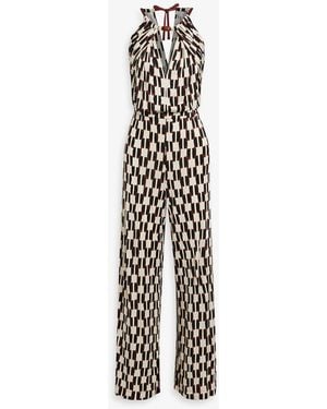 Diane von Furstenberg Tai Printed Stretch-jersey Wide-leg Jumpsuit - White
