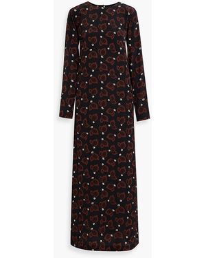 Matteau Printed Silk Crepe De Chine Maxi Dress - Black