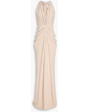 Rhea Costa Ruched Crepe Gown - Natural