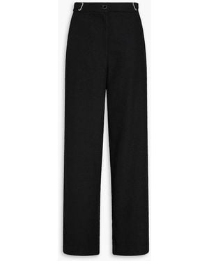 REMAIN Birger Christensen Belted Bouclé Wide-leg Trousers - Black