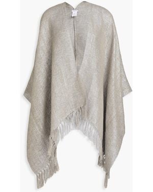 Brunello Cucinelli Fringed Metallic Gauze Wrap - White