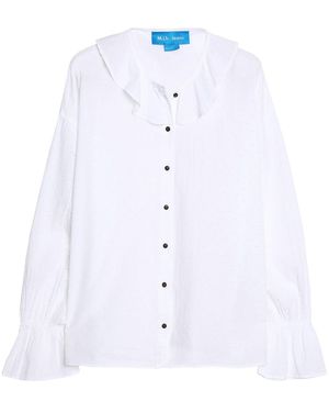 M.i.h Jeans Ruffle-Trimmed Fil Coupé Cotton Blouse - Blue