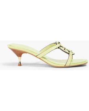 Tory Burch Miller Embellished Leather Sandals - Yellow