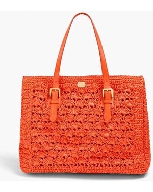 Dolce & Gabbana Alma Leather-trimmed Raffia Tote - Red