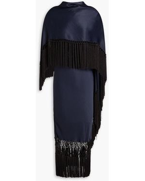 Wales Bonner Solstice Cape-effect Tasselled Crepe Midi Dress - Blue