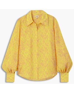 L'Agence Jayleen Printed Tm-blend Blouse - Yellow