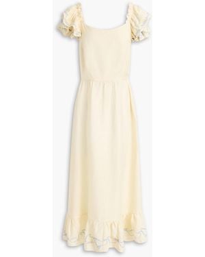 Helmstedt Ruffled Embroidered Linen-Blend Maxi Dress - White