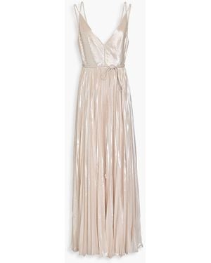 Halston Ace Pleated Chiffon Gown - White