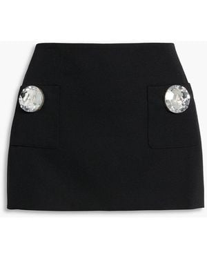 Area Embellished Wool-Twill Mini Skirt - Black