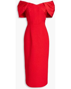 Rebecca Vallance Chiara Off-the-shoulder Cloqué And Taffeta Midi Dress - Red