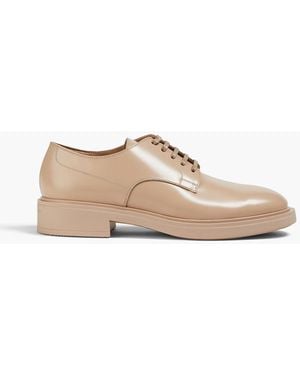 Gianvito Rossi Bobby Glossed-leather Brogues - Natural