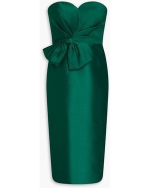 Badgley Mischka Strapless Bow-detailed Twill Dress - Green