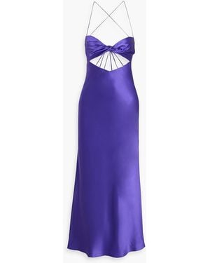 The Sei Twisted Cutout Silk-Satin Maxi Dress - Purple