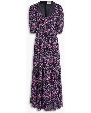 Isabel Marant Leoniza Tiered Printed Cotton-Voile Maxi Dress - Purple