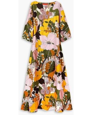 La DoubleJ Floral-print Silk-twill Maxi Dress - Purple