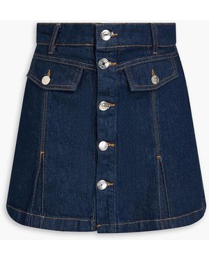 Maje Skirt-Effect Denim Shorts - Blue