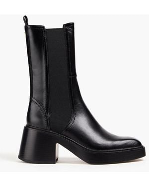 Maje Leather Platform Chelsea Boots - Black