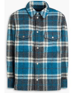 Alanui Checked Brushed Wool And Alpaca-Blend Flannel Overshirt - Blue