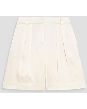 Alberta Ferretti Pleated Satin-Crepe Shorts - Natural