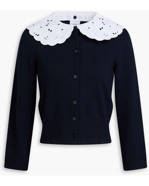Patou Cardigan aus einer merinowollmischung mit popeline-besatz - Blau