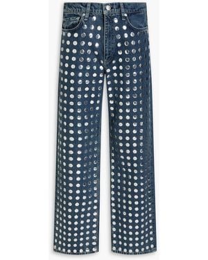 Rag & Bone Shea Studded High-Rise Straight-Leg Jeans - Blue